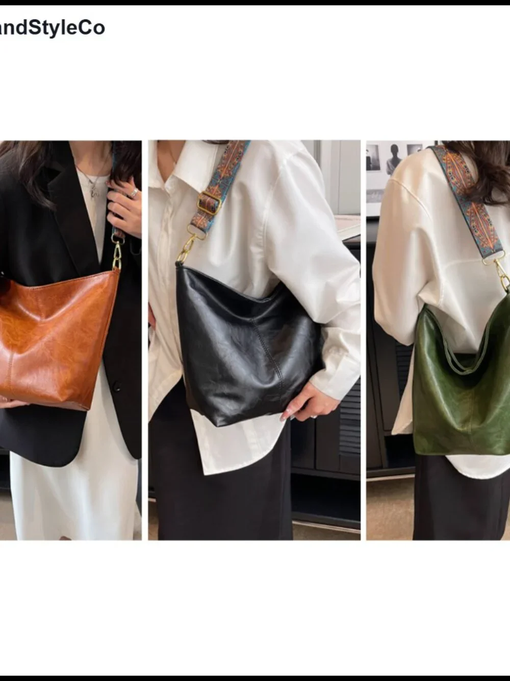 Vegan Leather Hobo Crossbody Bag with Zipper Shoulder Purse